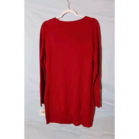 BY & BY Women's XL Knit Lace Up Long Sleeve Sweater Dress Red Acrylic NWT - Picture 8 of 8